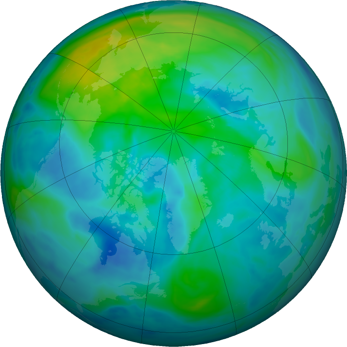 Arctic ozone map for 13 October 2025
